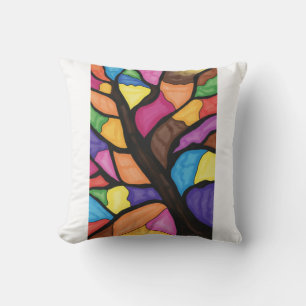 Stain glass tree art cushion