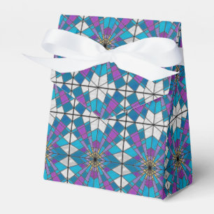 Stain Glass with Blue and Purple Angle Pattern Favour Box