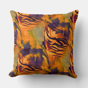 Stained abstract mosaic drawing, rustic burnt gold cushion