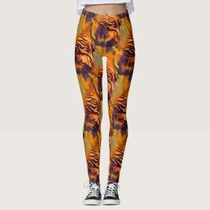Stained abstract mosaic drawing, rustic burnt gold leggings