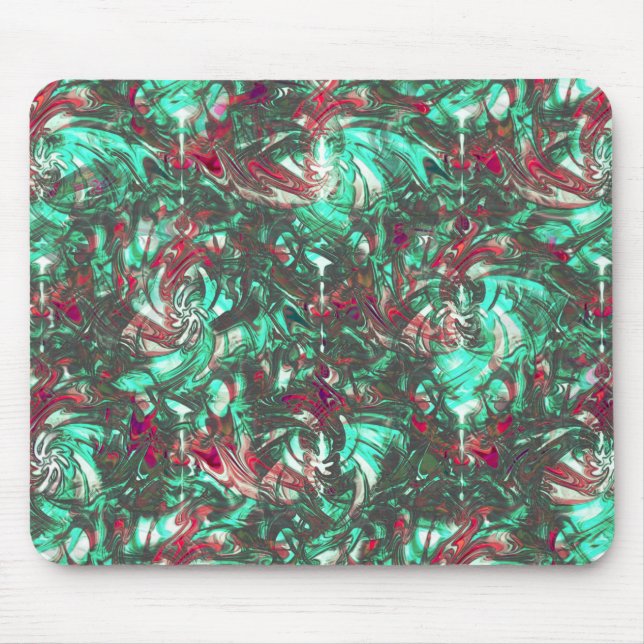 Stained aquamarine and red, soiled with dull black mouse pad (Front)