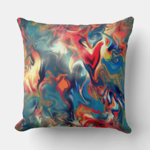 Stained blue and red shades, virtual satin paint cushion