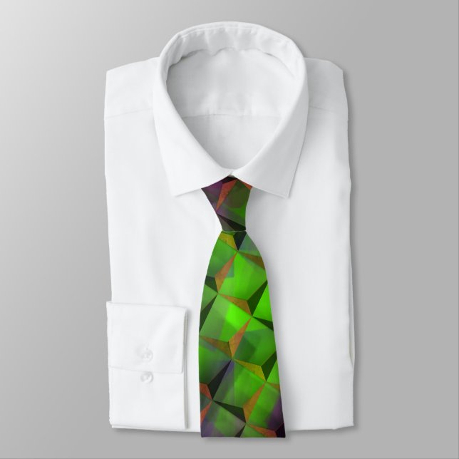 Stained brownish green and 3D or triangles Tie (Tied)