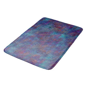 Stained cyan and red paint leftover splatters      bath mat