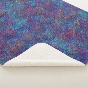 Stained cyan and red paint leftover splatters sherpa blanket