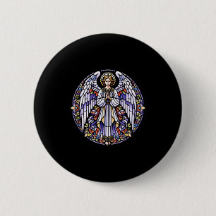 Stained Gl Angel Christianity Art Portrait Religio 6 Cm Round Badge