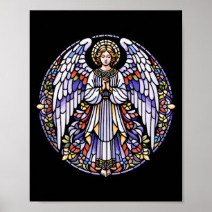 Stained Gl Angel Christianity Art Portrait Religio Poster