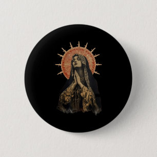 Stained Gl Prayer Faith  6 Cm Round Badge