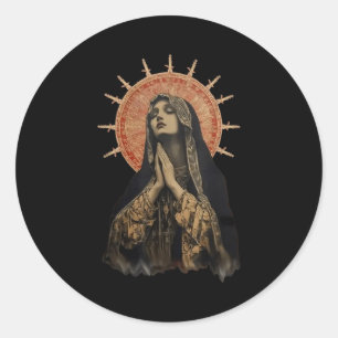 Stained Gl Prayer Faith  Classic Round Sticker