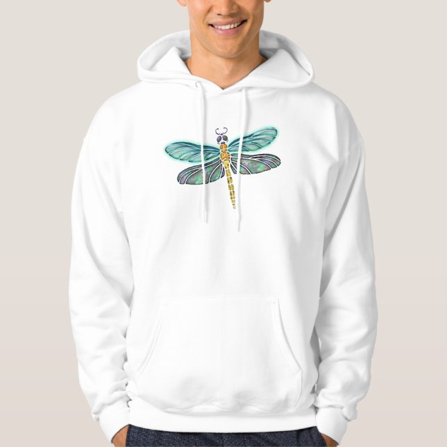Stained Glass & Abalone Shell Dragonfly Hoodie (Front)