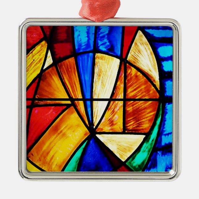 Stained Glass Abstract 2 Metal Tree Decoration (Front)