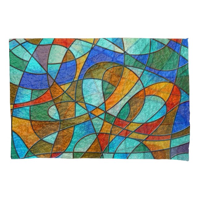 Stained glass: abstract colourful sketch. pillowcase (Front)