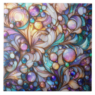 Stained glass abstract colourful tile