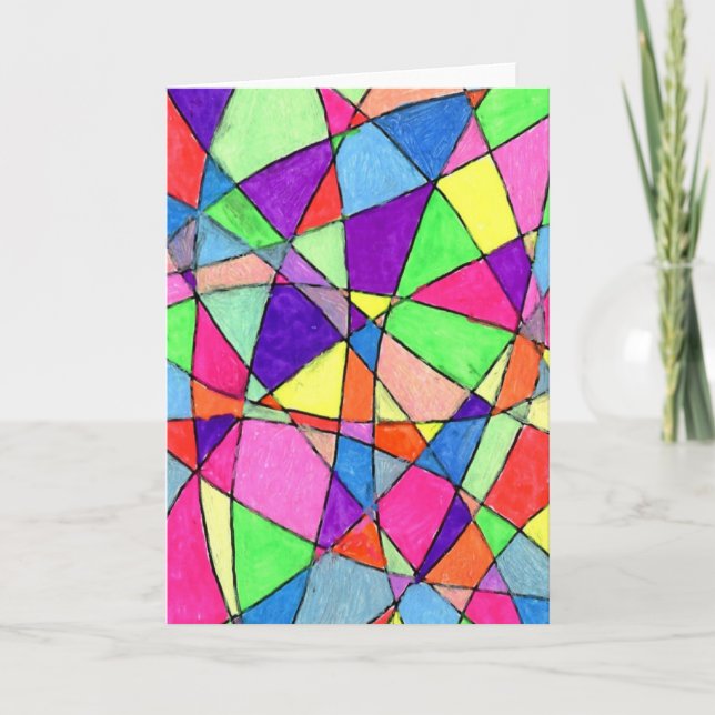 "Stained Glass" Abstract Design Greeting Card (Front)