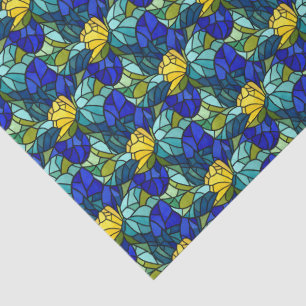 Stained Glass Abstract Green Blue Yellow Tissue Paper