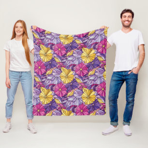 Stained Glass Abstract Purple Yellow Pink Fleece Blanket