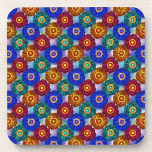 Stained Glass Abstract Red Green Blue Orange Coaster