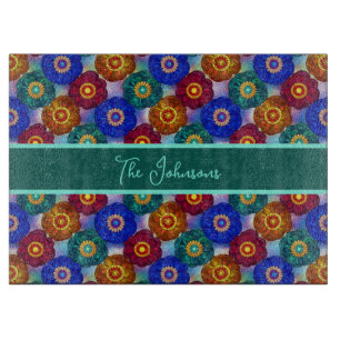 Stained Glass Abstract Red Green Blue Orange Cutting Board