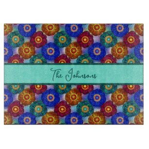 Stained Glass Abstract Red Green Blue Orange Cutting Board