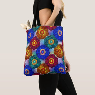 Stained Glass Abstract Red Green Blue Orange Tote Bag