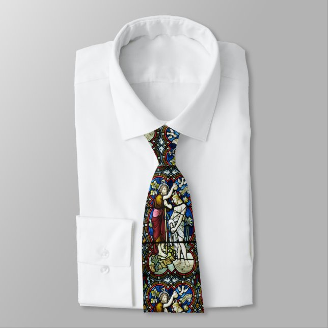 Stained Glass Adult Baptism Jesus St. John Baptist Tie (Tied)
