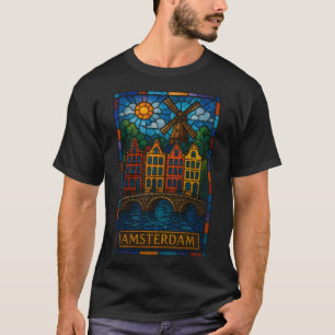 Stained Glass Amsterdam Art - Vibrant Dutch-Inspir T-Shirt