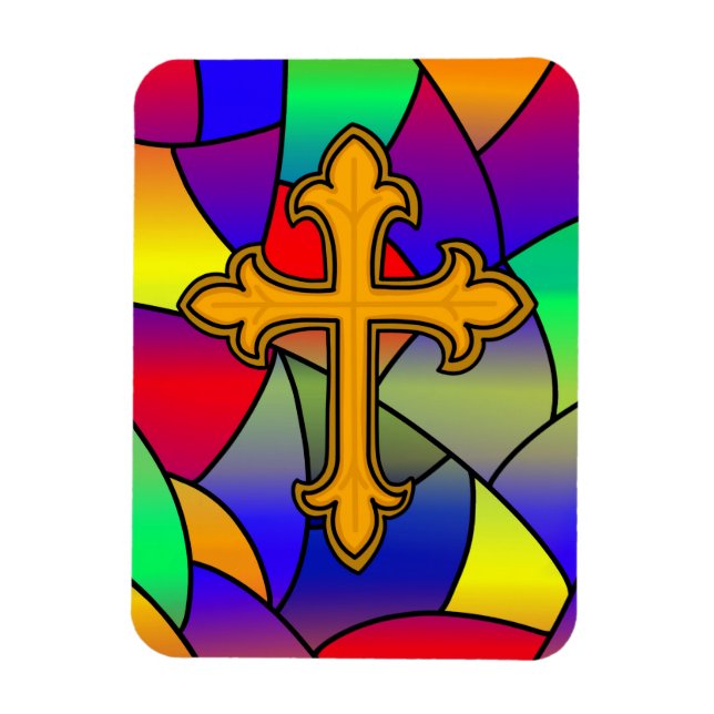 Stained Glass and Cross Magnet (Vertical)