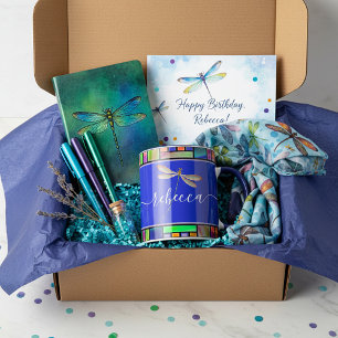 Stained glass and dragonfly personalised mug