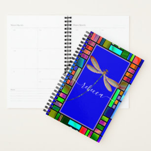 Stained glass and dragonfly personalised  planner