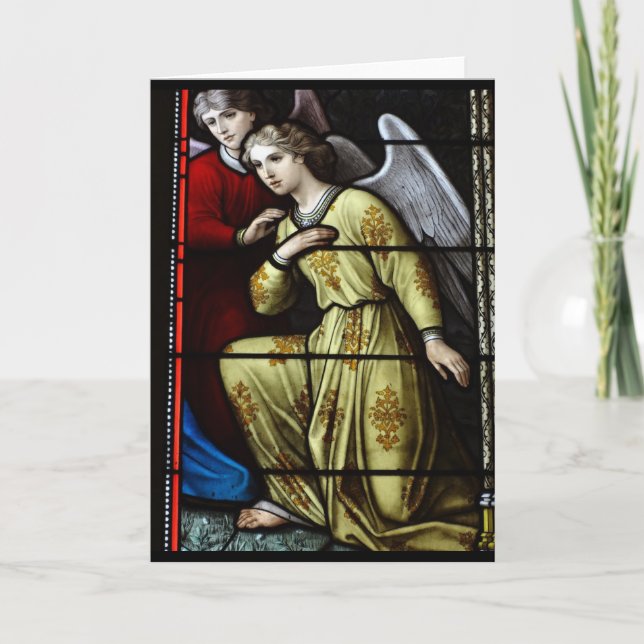 Stained Glass Angel Blank Card (Front)