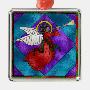 Stained Glass Angel Metal Tree Decoration