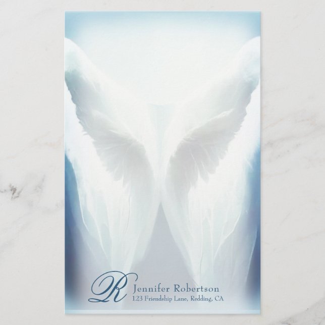 Stained Glass Angel Monogram Stationery (Front)