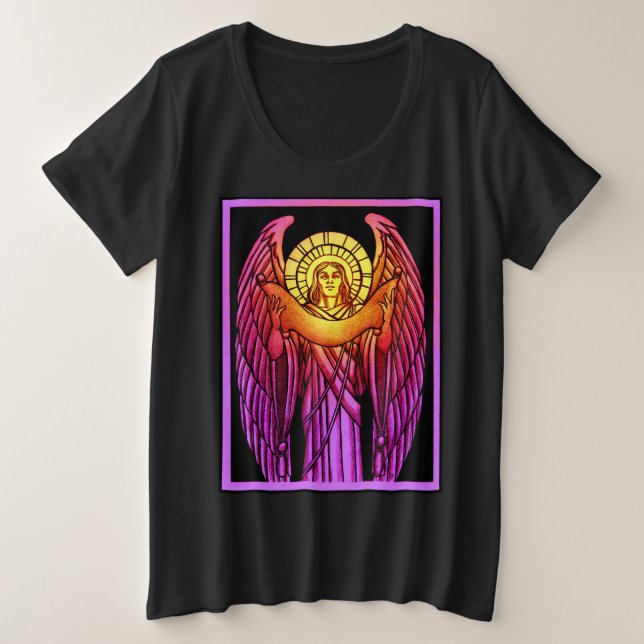 Stained Glass Angel Plus Size T-Shirt (Design Front)