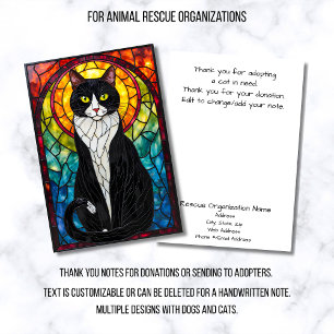 Stained Glass Animal Rescue Organisation Cat Flat Thank You Card