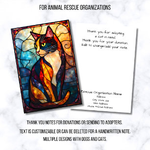 Stained Glass Animal Rescue Organisation Cat Thank You Card
