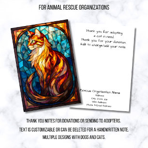 Stained Glass Animal Rescue Organisation Cat Thank You Card