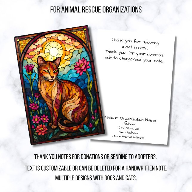 Stained Glass Animal Rescue Organization Flat Thank You Card (Creator Uploaded)