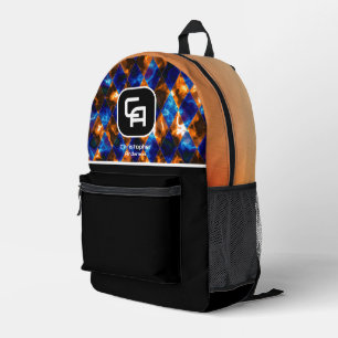 Stained Glass Aqua Brown Print Cut Sew Bag