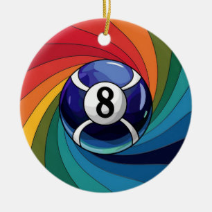 Stained Glass Art, 8 Ball Stained Glass Style Ceramic Tree Decoration