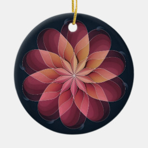 Stained Glass Art, Abstract Flower Stained Glass Ceramic Tree Decoration