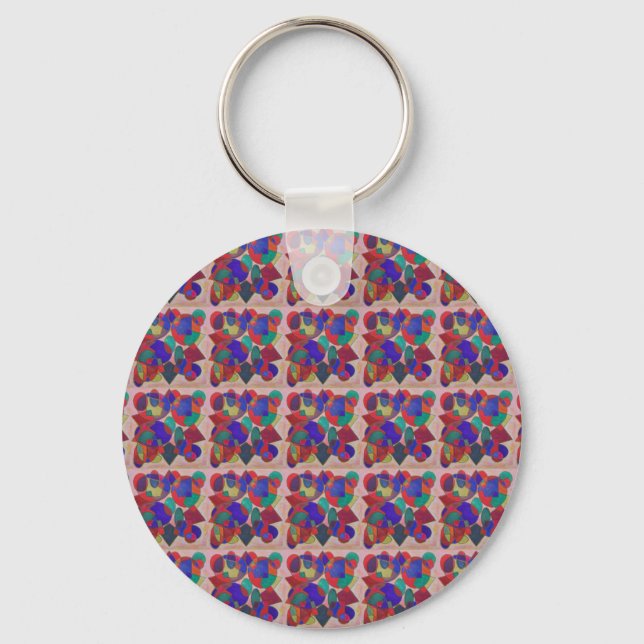 Stained glass art design multi coloured real paint key ring (Front)