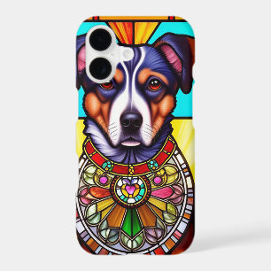 Stained Glass Art Featuring a Dog Portrait