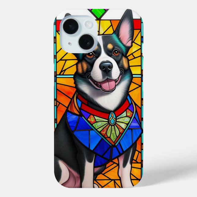 Stained Glass Art Featuring a Dog Portrait Case-Mate iPhone Case (Back)