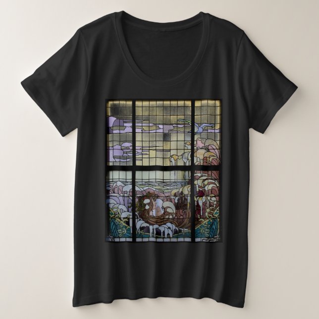 Stained Glass Art Nouveau Sea Scene Plus Size T-Shirt (Design Front)