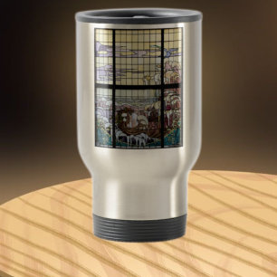 Stained Glass Art Nouveau Sea Scene Travel Mug