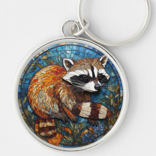 Stained Glass Art of Racoon Key Ring