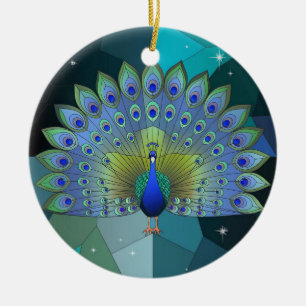 Stained Glass Art, Peacock Stained Glass Ceramic Tree Decoration
