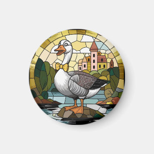Stained Glass Art, Silly Goose Stained Glass Magnet