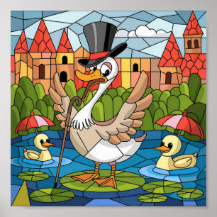 Stained Glass Art, Silly Goose Stained Glass  Poster