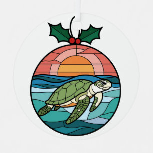 Stained Glass Art, Stained Glass Sea Turtle Metal Tree Decoration